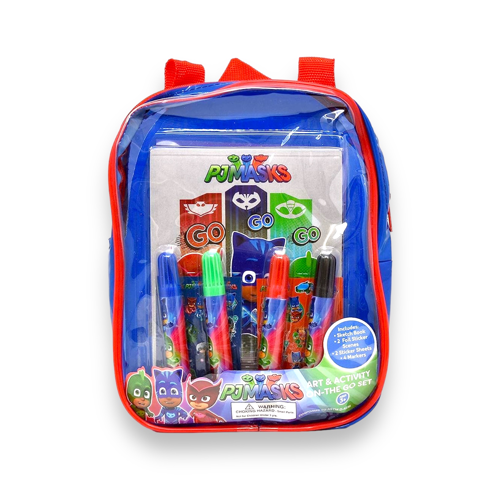 Set de Mochila Pj Masks con lápices, tarjetas y stickers