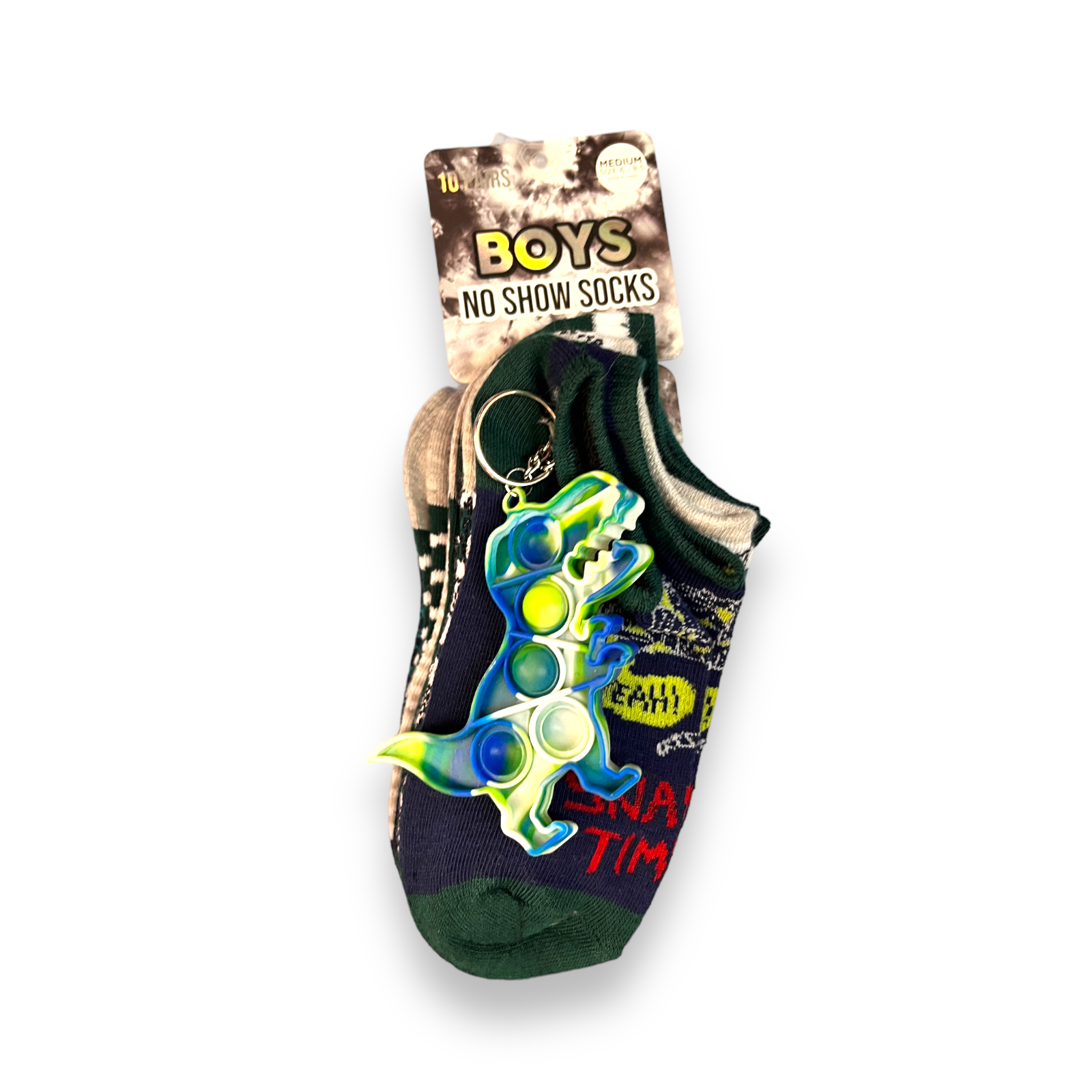 Pack 10 Calcetines Niños Dinosaurio y Llavero