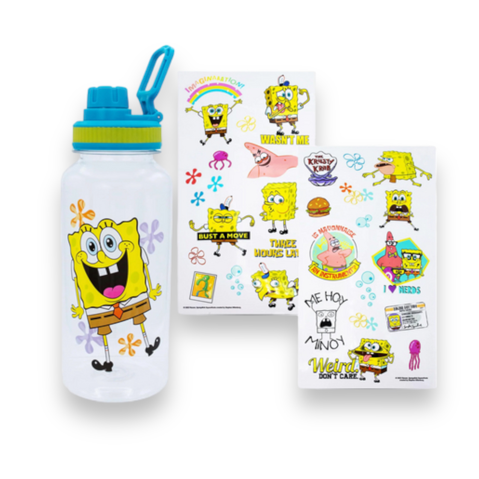 Botella Plástica Bob Esponja con Stickers