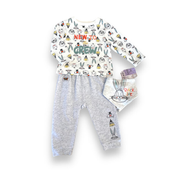 Conjunto Bebé Polera Jogger y Bandana Looney Tunes
