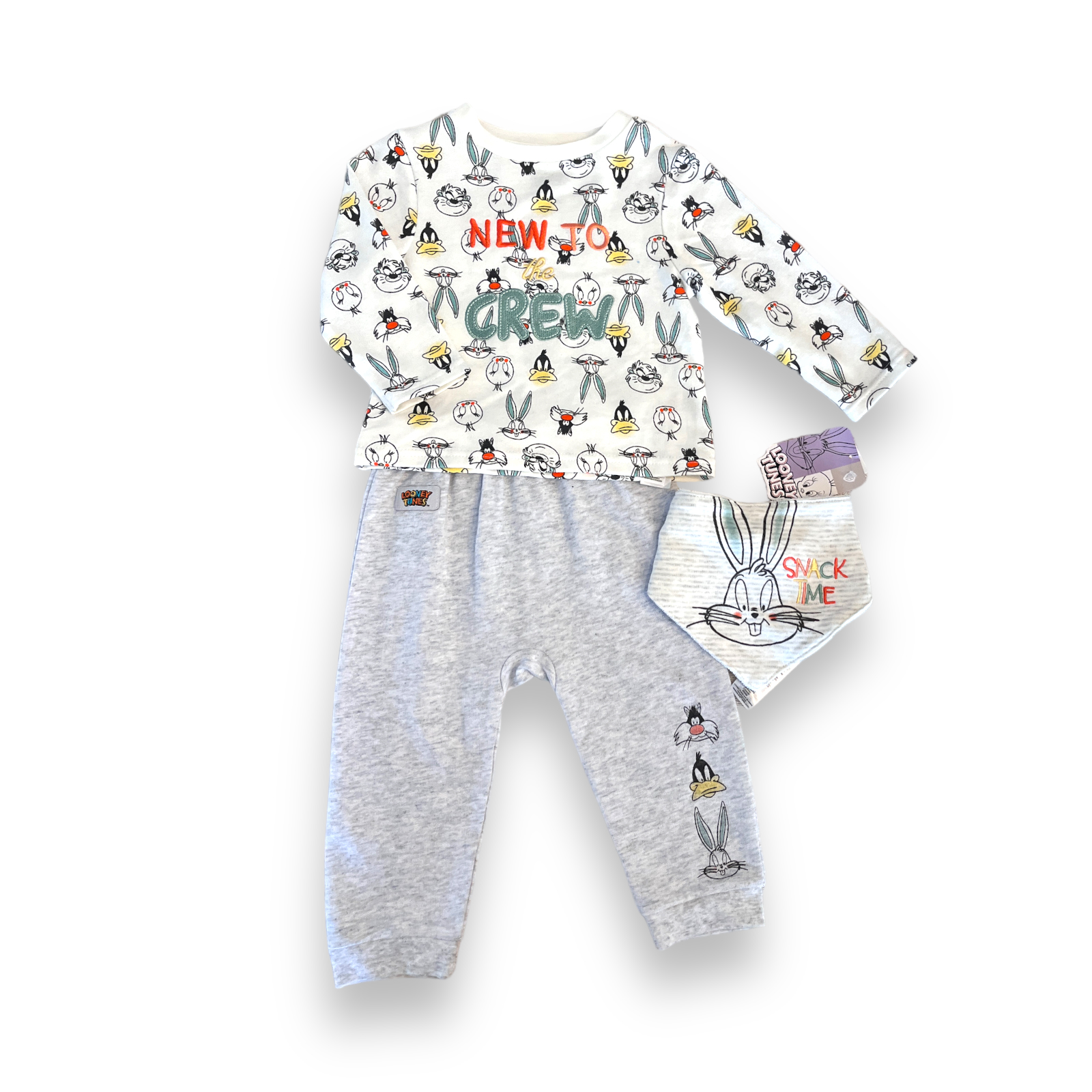 Conjunto Bebé Polera Jogger y Bandana Looney Tunes