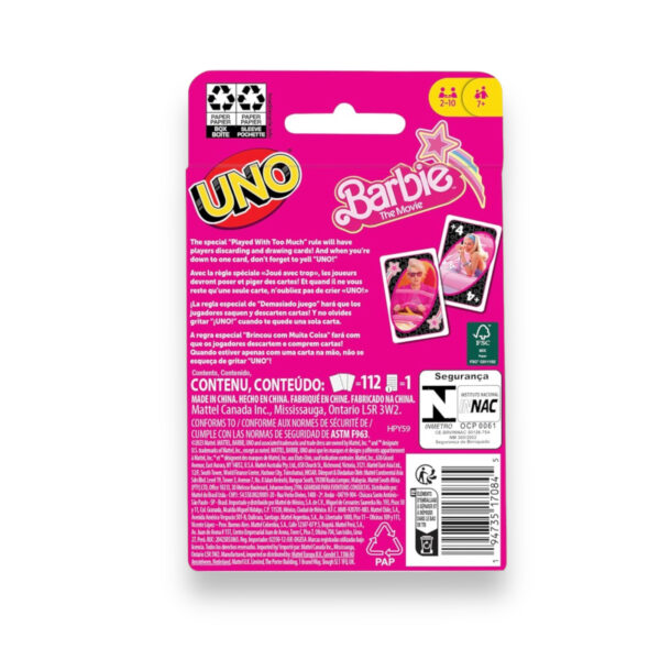 Juego de cartas UNO Barbie La Película - Imagen 7