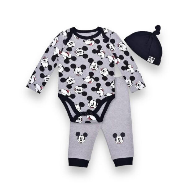 Conjunto Bebé Body Pantalón y Gorro Mickey Mouse - Imagen 2