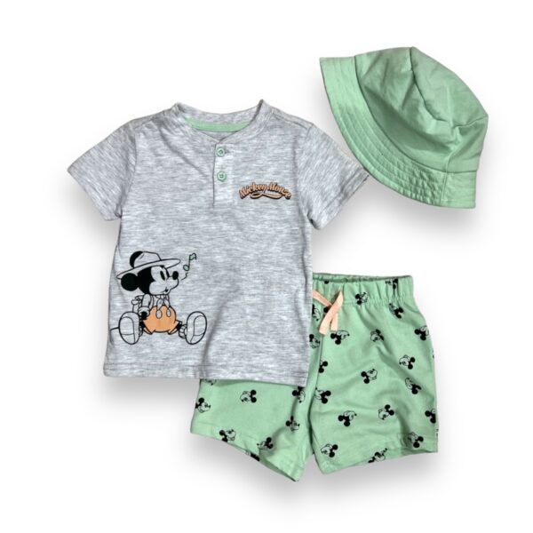 Conjunto Bebé Polera Short y Gorro Mickey Mouse