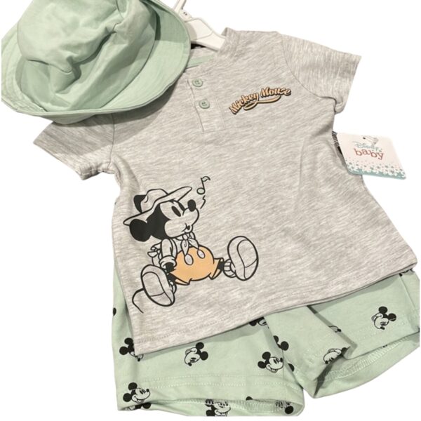 Conjunto Bebé Polera Short y Gorro Mickey Mouse - Imagen 2