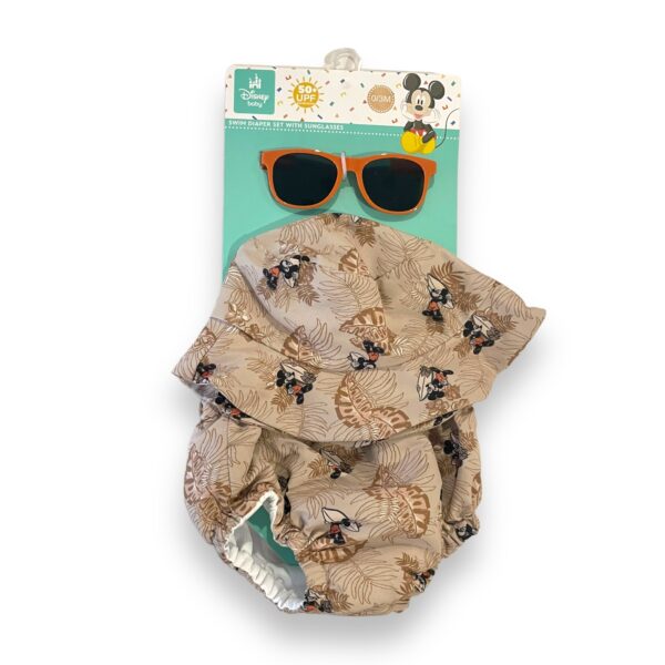 Conjunto Bebé Gorro, Traje de Baño y Lentes de Sol Mickey