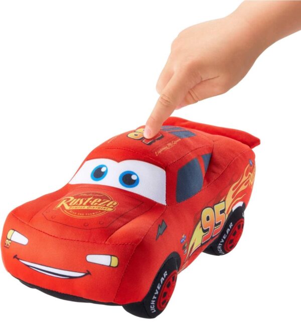 Mattel Disney y Pixar Cars Coche de peluche de 10 pulgadas Lightning McQueen con 10 sonidos - Imagen 3